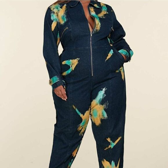 ❤️BRAND NEW! L’ATISTE BY AMY PLUS SIZE DENIM JUMPSUITS - Picture 4 of 13